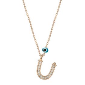 Gumush T6891 Nazar Rose U Harfi Kadın Gümüş Kolye