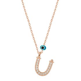 Gumush T6892 Nazar Rose Ü Harfi Kadın Gümüş Kolye