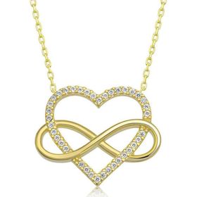 Gumush T6921 Gümüş Gold Kalpli Sonsuzluk Kadın Kolye