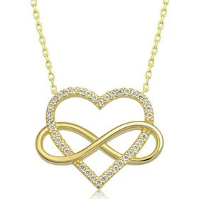 Gumush T6921 Gümüş Gold Kalpli Sonsuzluk Kadın Kolye