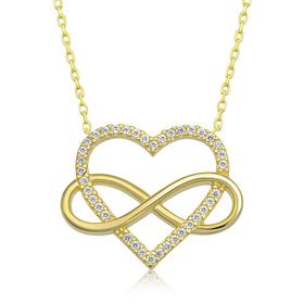 Gumush T6921 Gümüş Gold Kalpli Sonsuzluk Kadın Kolye