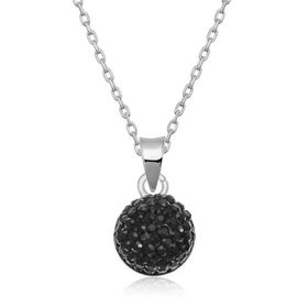 Gumush T6936 Gümüş Siyah Kristal Taşlı Kadın Kolye