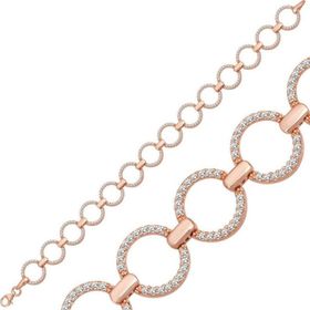 Gumush T6954 Rose Yuvarlak Taşlı Kadın Gümüş Bileklik