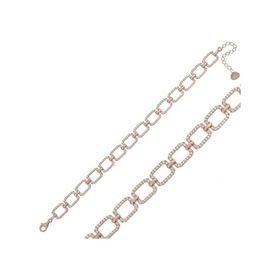 Gumush T6960 Rose Kare Taşlı Kadın Gümüş Bileklik
