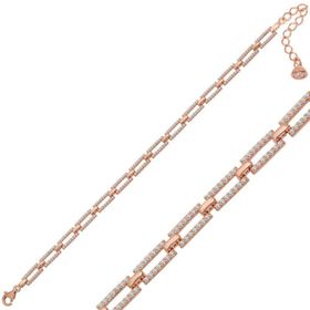Gumush T6960 Rose Kare Taşlı Kadın Gümüş Bileklik