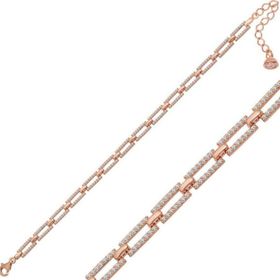 Gumush T6960 Rose Kare Taşlı Kadın Gümüş Bileklik