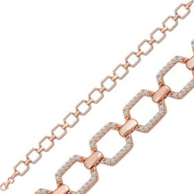 Gumush T6960 Rose Kare Taşlı Kadın Gümüş Bileklik