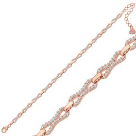 Gumush T6961 Rose Zirkon Taşlı Kadın Gümüş Bileklik