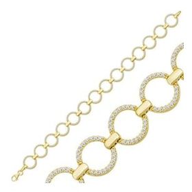 Gumush T6995 Gold Yuvarlak Taşlı Kadın Gümüş Bileklik