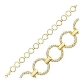Gumush T6995 Gold Yuvarlak Taşlı Kadın Gümüş Bileklik