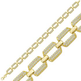 Gumush T6996 Gold Zirkon Taşlı Kadın Gümüş Bileklik