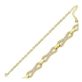 Gumush T7000 Gold Zirkon Taşlı Kadın Gümüş Bileklik