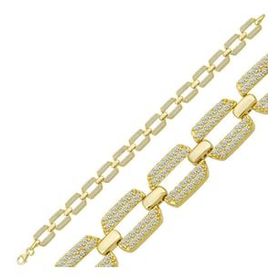 Gumush T7000 Gold Zirkon Taşlı Kadın Gümüş Bileklik