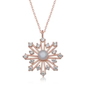 Gumush T7019 Rose İncili Kar Tanesi Kadın Gümüş Kolye