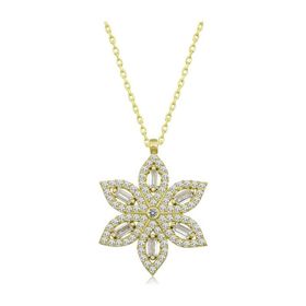 Gumush T7024 Gold Nergiz Çiçeği Kadın Gümüş Kolye