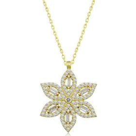 Gumush T7024 Gold Nergiz Çiçeği Kadın Gümüş Kolye