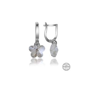 Gumush T7084 Swarovski Crystal Taşlı Beyaz Papatya Sallantılı Kadın Gümüş Küpe