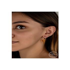 Gumush T7085 Swarovski Crystal Taşlı Sarı Taşlı Üçgen Sallantılı Kadın Gümüş Küpe