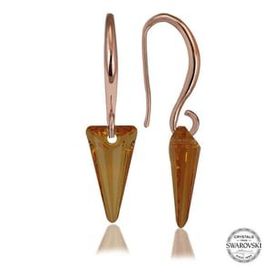 Gumush T7085 Swarovski Crystal Taşlı Sarı Taşlı Üçgen Sallantılı Kadın Gümüş Küpe