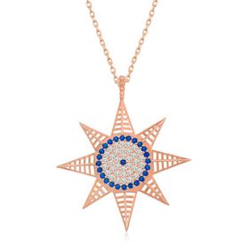 Gumush T7096 Rose Nazarlı Kutup Yıldızı Kadın Gümüş Kolye