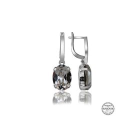 Gumush T7099 Swarovski Crystal Taşlı Beyaz Oval Sallantılı Kadın Gümüş Küpe