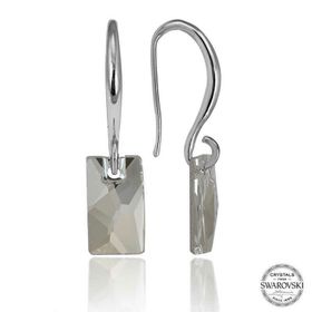 Gumush T7100 Swarovski Crystal Taşlı Beyaz Baget Sallantılı Kadın Gümüş Küpe