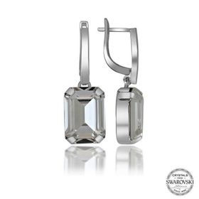 Gumush T7100 Swarovski Crystal Taşlı Beyaz Baget Sallantılı Kadın Gümüş Küpe