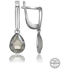 Gumush T7107 Swarovski Crystal Taşlı Beyaz Damla Sallantılı Kadın Gümüş Küpe