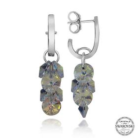 Gumush T7109 Swarovski Crystal Taşlı Salkım Sallantılı Çivili Kadın Gümüş Küpe
