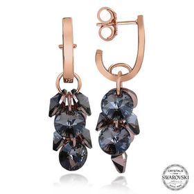 Gumush T7113 Swarovski Crystal Taşlı Salkım Sallantılı Çivili Kadın Gümüş Küpe