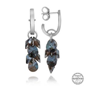 Gumush T7114 Swarovski Crystal Taşlı Salkım Sallantılı Çivili Kadın Gümüş Küpe