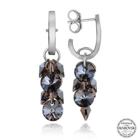 Gumush T7115 Swarovski Crystal Taşlı Salkım Sallantılı Çivili Kadın Gümüş Küpe