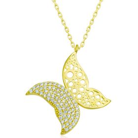 Gumush T7129 Gold Kelebek Kadın Gümüş Kolye