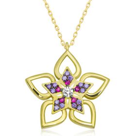 Gumush T7132 Gold Çiçek Kadın Gümüş Kolye