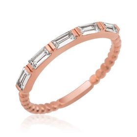 Gumush T7142 Gümüş Rose Sıralı Baget Taşlı Kadın Yüzük