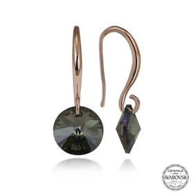 Gumush T7168 Swarovski Crystal Taşlı Yeşil Taşlı Yuvarlak Sallantılı Kadın Gümüş Küpe