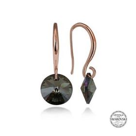 Gumush T7168 Swarovski Crystal Taşlı Yeşil Taşlı Yuvarlak Sallantılı Kadın Gümüş Küpe