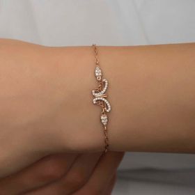 Gumush ​T7197 Rose Kelebek Kadın Gümüş Bileklik