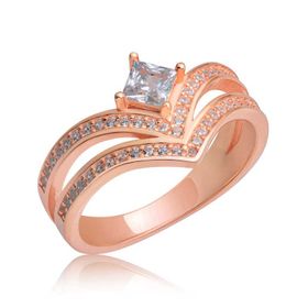 Gumush T7203 Gümüş Rose Tek Taş Kadın Yüzük