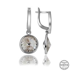 Gumush T7212 Swarovski Crystal Taşlı Beyaz Sallantılı Kadın Gümüş Küpe