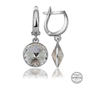 Gumush T7217 Swarovski Crystal Taşlı Beyaz Sallantılı Kadın Gümüş Küpe