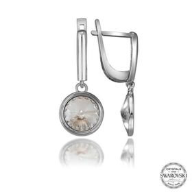 Gumush T7253 Swarovski Crystal Taşlı Beyaz Sallantılı Kadın Gümüş Küpe