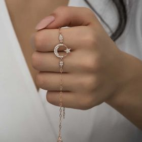 Gumush T7255 Rose Ay Yıldız Kadın Gümüş Bileklik