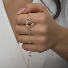 Gumush T7255 Rose Ay Yıldız Kadın Gümüş Bileklik