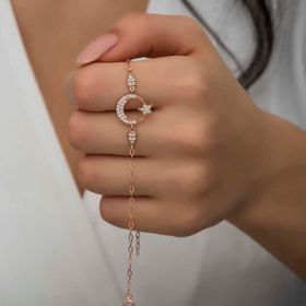 Gumush T7255 Rose Ay Yıldız Kadın Gümüş Bileklik