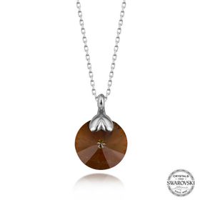 Gumush T7267 Swarovski Crystal Kahverengi Taşlı Gümüş Kadın Kolye