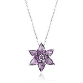 Gumush T7316 Mor Lotus Çiçeği Kadın Gümüş Kolye