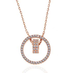 Gumush T7362 Rose İç İçe Geçmiş Halka Kadın Gümüş Kolye