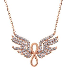 Gumush T7366 Rose Melek Kanadı Sonsuzluk Kadın Gümüş Kolye