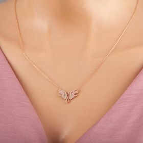 Gumush T7366 Rose Melek Kanadı Sonsuzluk Kadın Gümüş Kolye